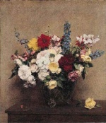 Henri Fantin Latour  - Peintures - Opulence des roses de juin