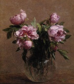 Henri Fantin Latour  - Bilder Gemälde - Vase of Peonies