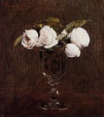 Henri Fantin Latour  - Peintures - Vase de roses