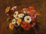 Henri Fantin Latour  - Bilder Gemälde - Zinias in a Vase