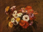 Henri Fantin Latour  - Peintures - Zinnias dans un vase