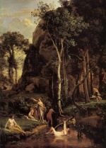 Jean Baptiste Camille Corot - Bilder Gemälde - Diana Surprised at her Bath