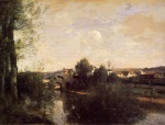 Jean Baptiste Camille Corot  - Bilder Gemälde - Old Bridge at Limay on the Seine