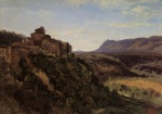 Jean Baptiste Camille Corot  - Bilder Gemälde - Papigno Buildings Overlooking the Valley