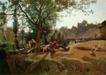 Jean Baptiste Camille Corot  - Bilder Gemälde - Peasants under the Trees at Dawn Morvan