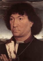 Hans Memling - Bilder Gemälde - Portrait of a Man at Prayer before a Landscape