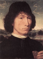 Hans Memling - Peintures - Portrait d'un homme avec une pièce de monnaie romaine