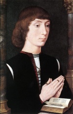 Hans Memling  - Bilder Gemälde - Young Man at Prayer