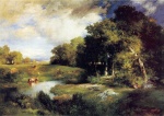 Thomas  Moran - Peintures - Un paysage pastoral