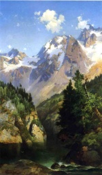 Thomas  Moran - Peintures - Pic Idaho dans les Montagnes Rocheuses