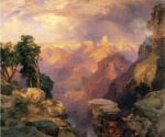 Thomas  Moran  - Peintures - Grand Canyon avec arcs-en-ciel