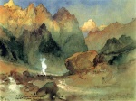 Thomas Moran  - Bilder Gemälde - In the Lava Beds