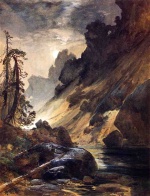 Thomas  Moran  - Peintures - Antres des démons au clair de lune