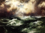 Thomas  Moran  - Peintures - Paysage marin au clair de une 