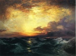 Thomas  Moran  - Peintures - Coucher de soleil sur le Pacifique