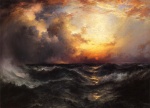 Thomas Moran  - Peintures - Coucher de soleil au milieu de l´océan