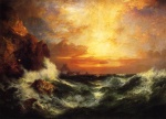 Thomas Moran  - Peintures - Coucher de soleil près de Lands End Cornouailles, Angleterre