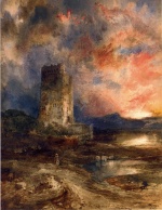 Thomas Moran  - Peintures - Coucher de soleil sur la lande