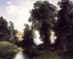 Thomas  Moran  - Peintures - La baignade de Cuernavaca au Mexique