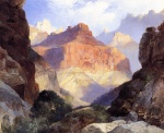 Thomas  Moran  - Peintures - Sous le mur rouge du Grand Canyon de l'Arizona