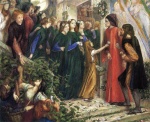 Dante Gabriel Rossetti - Bilder Gemälde - Beatrice Meeting Dante at a Wedding Feast Denies him her Salutation