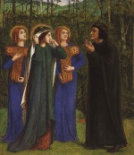 Dante Gabriel Rossetti  - Bilder Gemälde - The Meeting of Dante and Beatrice in Paradise