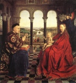 Jan van Eyck - Bilder Gemälde - The Virgin of Chancellor Rolin
