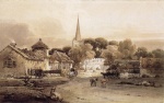 Thomas Girtin  - Bilder Gemälde - Village Street and Church Spire
