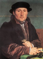 Hans Holbein  - Bilder Gemälde - Unknown Young Man at his Office Desk
