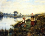 Daniel Ridgway Knight - Bilder Gemälde - A Passing Conversation