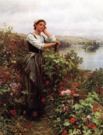 Daniel Ridgway Knight - Bilder Gemälde - A Pensive Moment