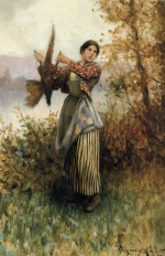 Daniel Ridgway Knight - Peintures - Un faisan dans la main