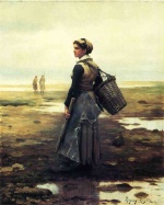 Daniel Ridgway Knight - Peintures - Ramasseuse de coquillages