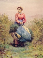 Daniel Ridgway Knight - paintings - Gathering Leaves