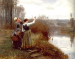 Daniel Ridgway Knight - Peintures - Hélant le conducteur du ferry