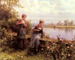 Daniel Ridgway Knight - Peintures - Marie et Madeleine à la pêche