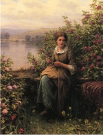 Daniel Ridgway Knight  - Bilder Gemälde - Mending