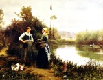 Daniel Ridgway Knight  - Bilder Gemälde - On the Way to Market