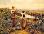 Daniel Ridgway Knight  - Bilder Gemälde - Picking Flowers