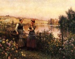 Daniel Ridgway Knight  - Bilder Gemälde - Stopping for Conversation