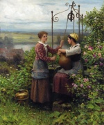 Daniel Ridgway Knight  - paintings - The Conversation