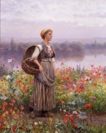 Daniel Ridgway Knight  - Bilder Gemälde - The Flower Girl