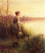 Daniel Ridgway Knight  - Peintures - Le coucher de soleil doré