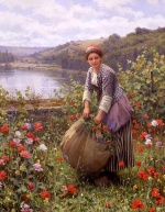 Daniel Ridgway Knight  - Bilder Gemälde - The Grass Cutter