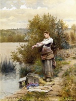 Daniel Ridgway Knight  - Bilder Gemälde - The Laundress