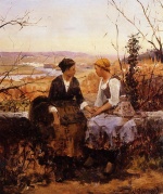 Daniel Ridgway Knight  - Bilder Gemälde - The Two Friends