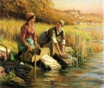 Bild:Women washing Clothes by a Stream