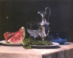 John La Farge - Peintures - Gobelet d´argent et fruits (nature morte, étude)
