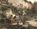 Leon Augustin Lhermitte - Peintures - A la fontaine