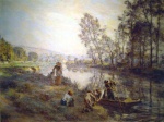 Leon Augustin Lhermitte - Peintures - Personnages au bord d´un ruisseau